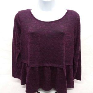 Women's Large AB Studio Long Sleeve Purple Round Neck Blouse
